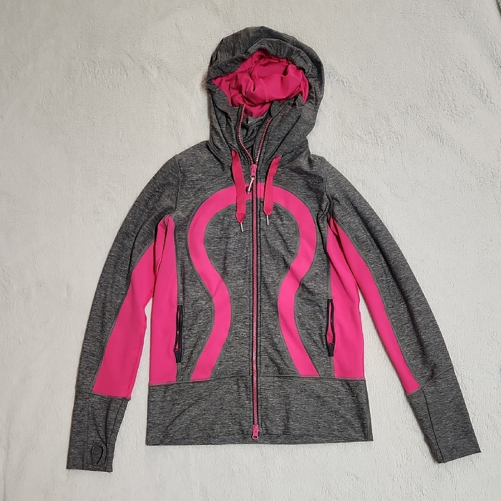 Lululemon Women's Gray and Pink Hoodie